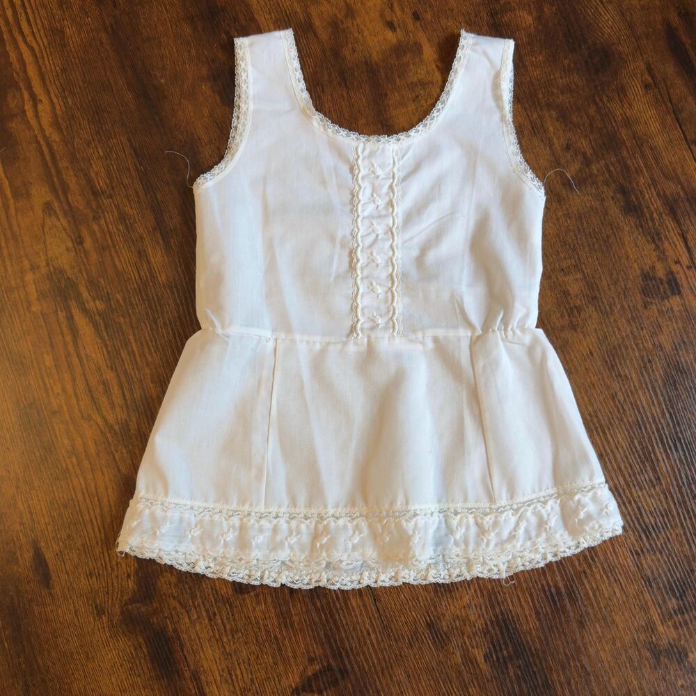 Girls Eyelet Lace Slip by Her Majesty Circa 1960s Cotton Blend Embroidered Slip